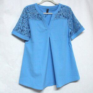 Just Fashion Now Women's Medium Short Sleeve Blue Top